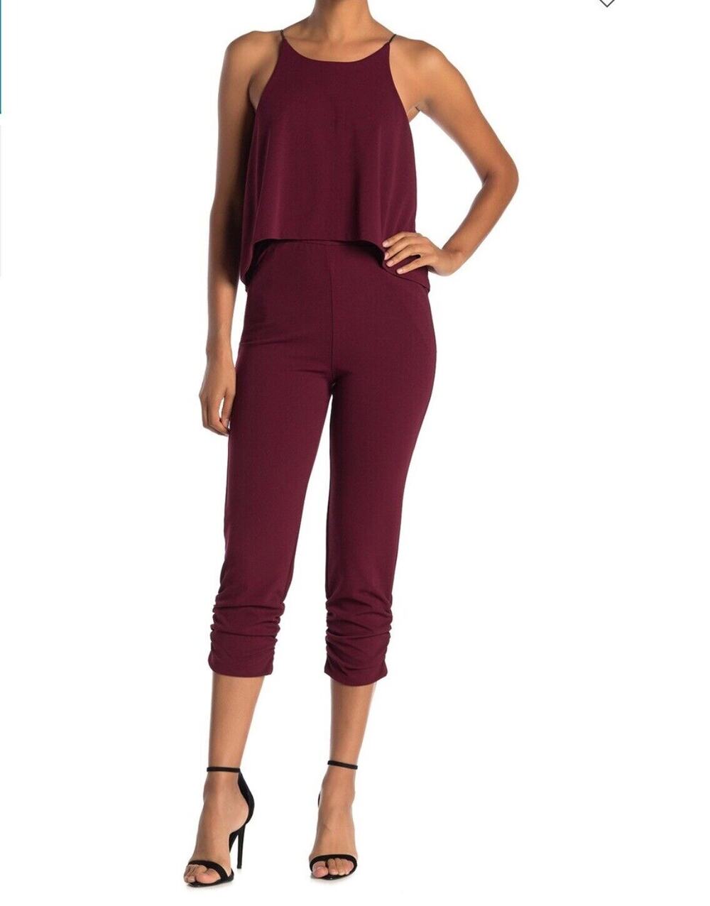 Love..Ady Women’s Jumpsuit Size 2x Burgundy Halter Sleeveless Festival Popover